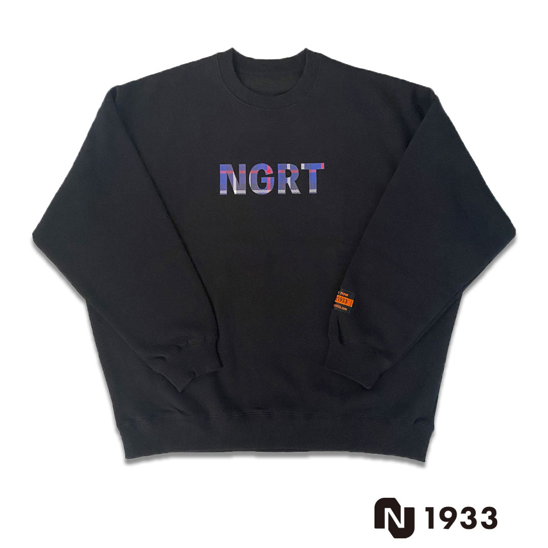 WRAP UP CREW SWEAT model NGRT CK(BLACK/BLUE)ワイドシルエット