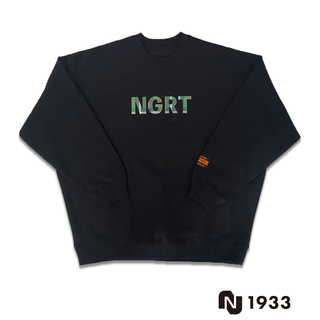 WRAP UP CREW SWEAT model NGRT CK(BLACK/GREEN)ワイドシルエット