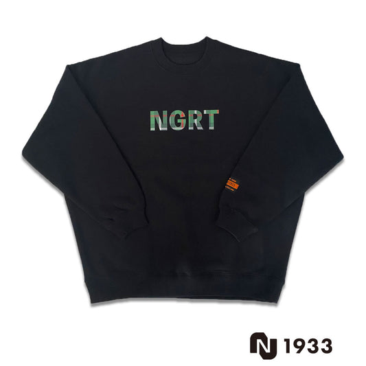 WRAP UP CREW SWEAT model NGRT CK(BLACK/GREEN)ワイドシルエット