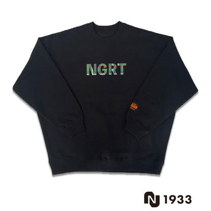 WRAP UP CREW SWEAT model NGRT CK(BLACK/GREEN）ワイドシルエット